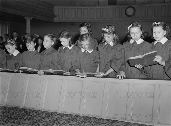 Children's' Choir Singing at Sunday Church Service, Southington, Connecticut, USA, Fenno Jacobs for Office of War Information, May 1942