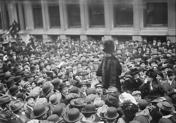 British Suffragist Leader Emmeline Pankhurst Addressing Crowd, Wall Street, New York City, New York, USA, Bain News Service, November 27, 1911