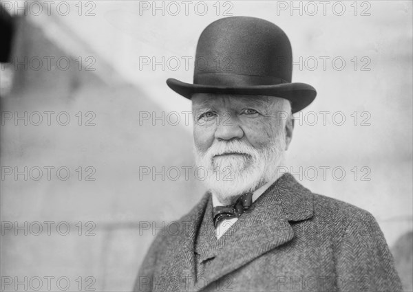 Andrew Carnegie, Portrait upon Return from Trip to Europe, New York City, New York, USA, Bain News Service, October 1913