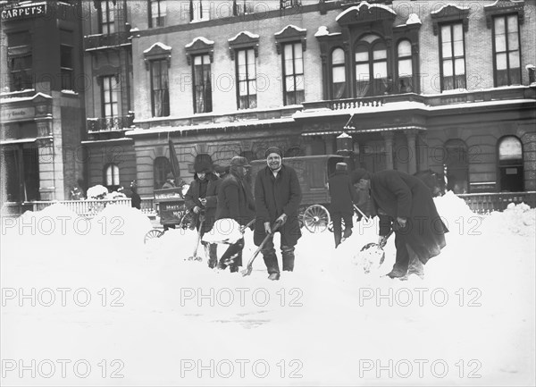 Men Clearing Snow, New York City, New York, USA, Bain News Service, January 1908