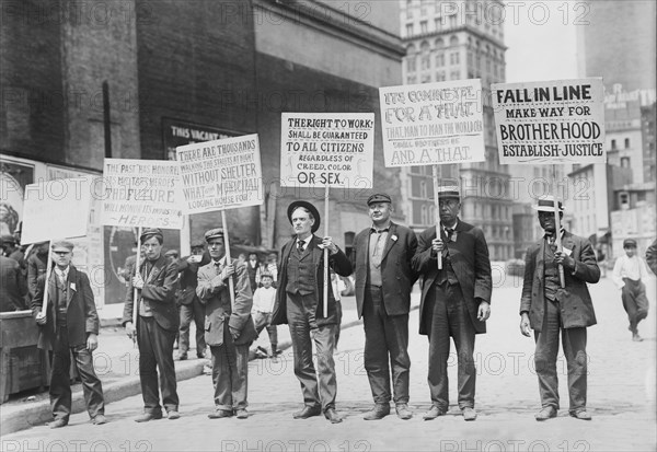 Parade of Unemployed Men Carrying Signs, New York City, New York, USA, Bain News Service, May 1909