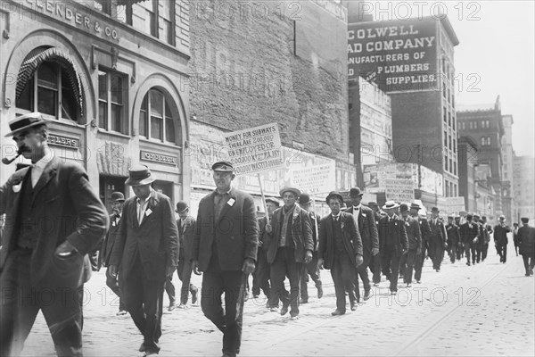 Parade of Unemployed Men Carrying Signs, New York City, New York, USA, Bain News Service, May 1909