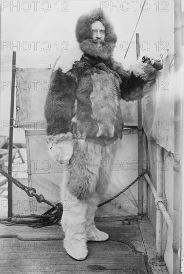 Robert E. Peary, Portrait in Fur Parka on Deck of S.S. Roosevelt, Bain News Service, 1906
