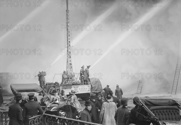 Firemen Fighting Building Fire, 14th Street, New York City, New York, USA, Bain News Service, December 20, 1909