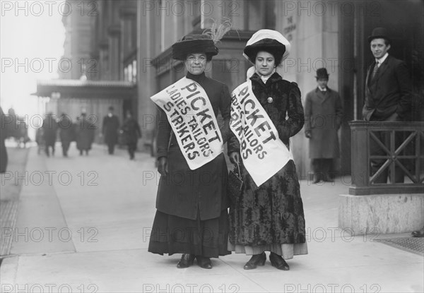 Two Women on Strike, New York City, New York, USA, Bain News Service, February 1910