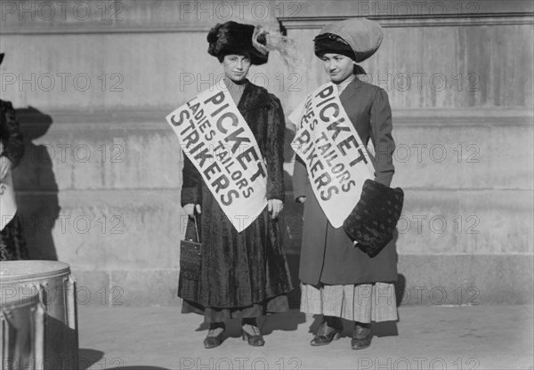 Two Women on Strike, New York City, New York, USA, Bain News Service, February 1910