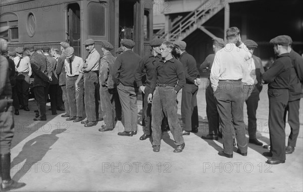 German Immigrants being Prepared for Deportation during World War I, Hoboken, New Jersey, USA, Bain News Service, 1918