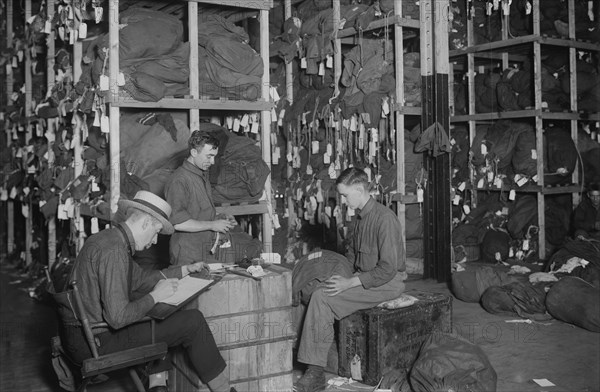 Workers Tracing Property of Soldiers upon Return from Europe after World War I, New York City, New York, USA, Bain News Service, 1919