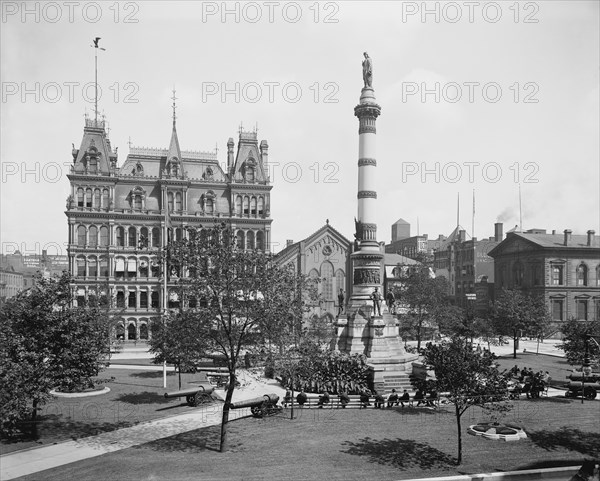 Soldiers' and Sailors' Monument, Lafayette Square, Buffalo, New York, USA, Detroit Publishing Company, 1900