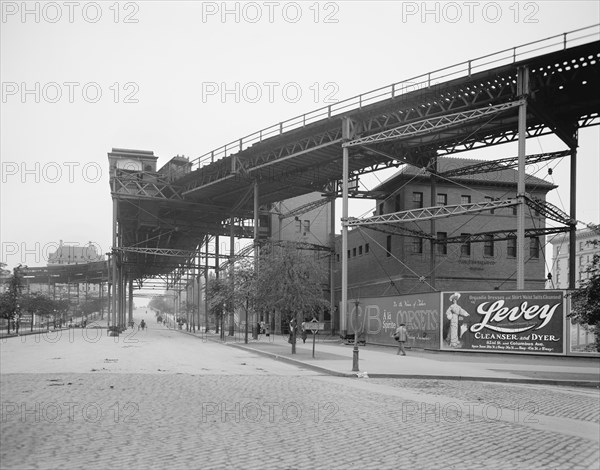 110th Street L Station, New York City, New York, USA, Detroit Publishing Company, 1905