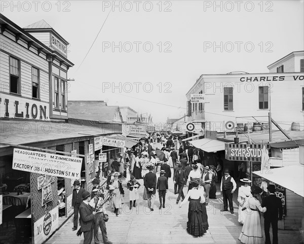 The Bowery, looking East, Rockaway, New York, USA, Detroit Publishing Company, 1900