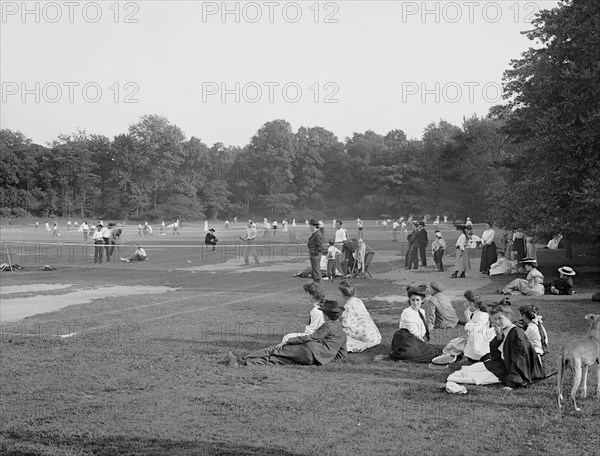 Tennis Courts, Central Park, New York City, New York, USA, Detroit Publishing Company, 1900