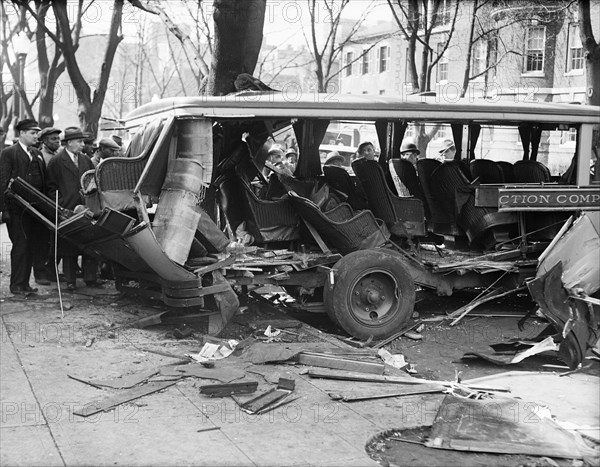 Bus Wreckage after Crash, Washington DC, USA, Harris & Ewing, 1932