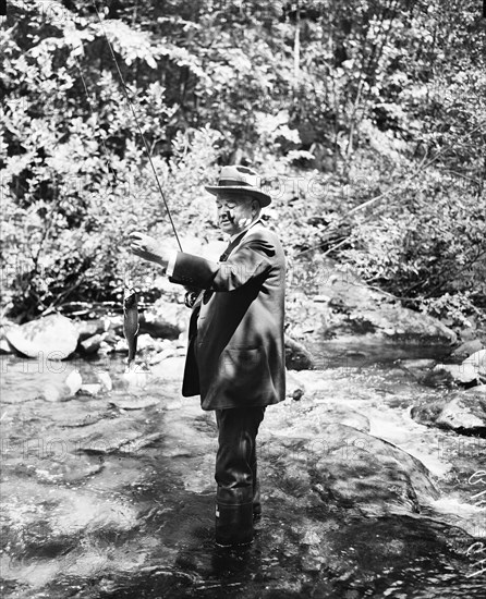 Former U.S. President Herbert Hoover Fishing, Harris & Ewing, 1936