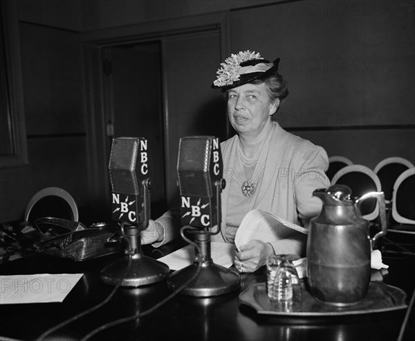 First Lady Eleanor Roosevelt Inaugurating New Series of Radio Talks, Washington DC, USA, Harris & Ewing, April 30, 1940