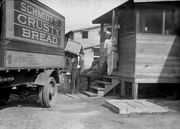 Food Supplies Being Delivered to Drafted Men, Camp Meade #2, Maryland, USA, Harris & Ewing, 1917