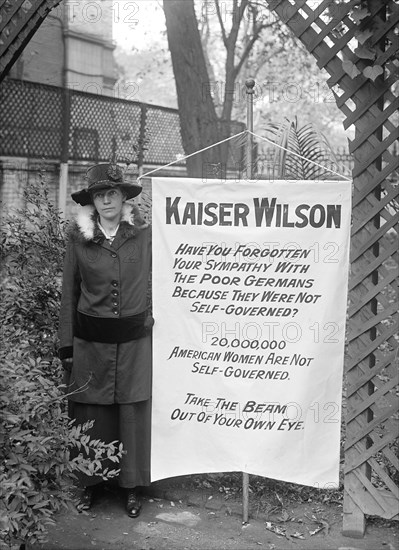 Suffragette with Banner, Washington DC, USA, Harris & Ewing, 1917