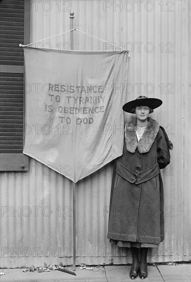 Suffragette with Banner, Washington DC, USA, Harris & Ewing, 1917