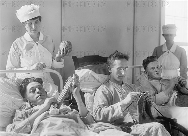 Recovering Soldier with Nurse, Walter Reed General Hospital, Washington DC, USA, Harris & Ewing, 1918