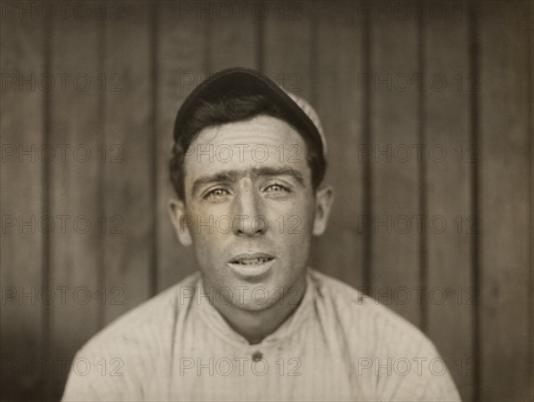 Joe Tinker, Major League Baseball Player, Chicago Cubs, Head and Shoulders Portrait by Paul Thompson, 1910