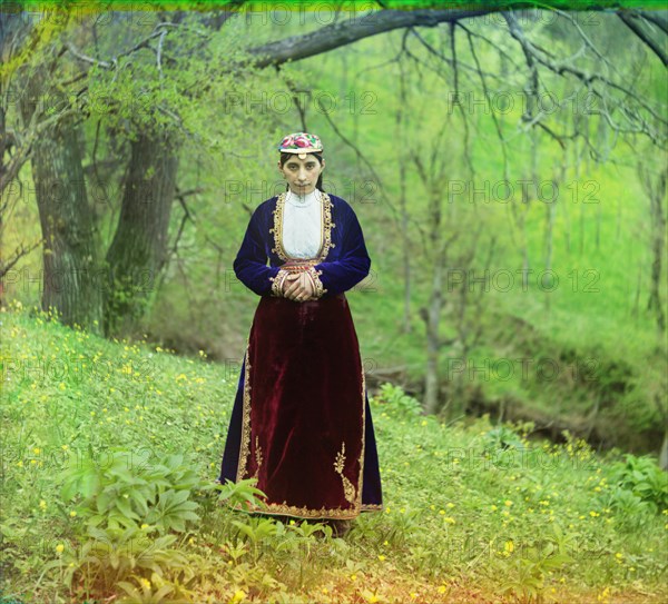 Portrait of Armenian Woman in Holiday Attire, Artvin, Turkey, Prokudin-Gorskii Collection, 1910