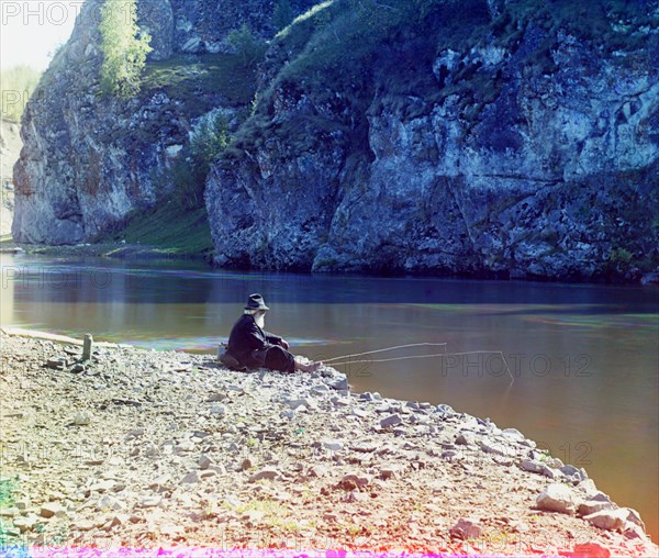 Fisherman on Islet River, Russia, Prokudin-Gorskii Collection, 1910