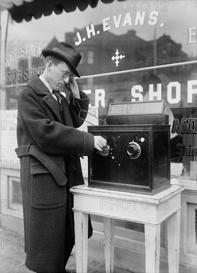 Man Listening to Early Radio, Harris & Ewing, 1922