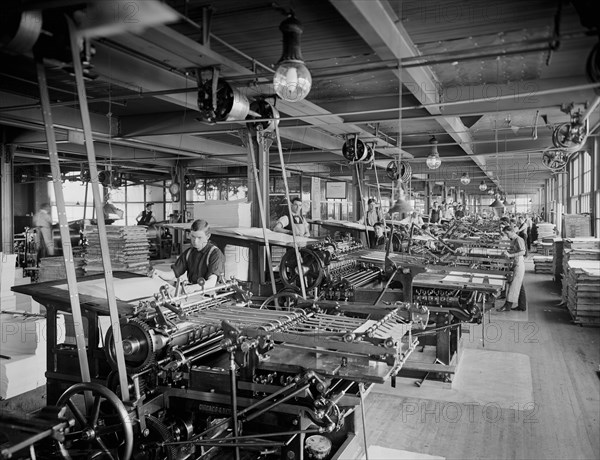 Male Workers, Printing Department, National Cash Register, Dayton, Ohio, USA, William Henry Jackson for Detroit Publishing Company, 1902