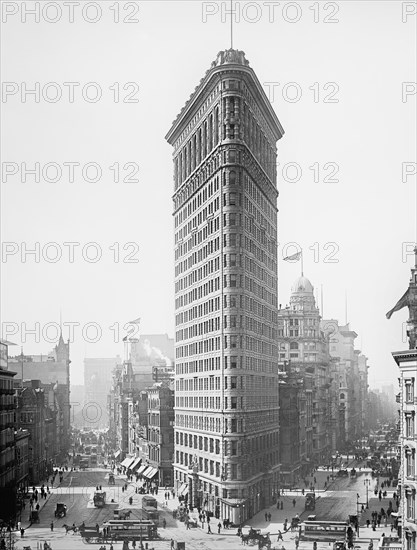 Flatiron Building, Broadway and Fifth Avenue, New York City, New York, USA, Detroit Publishing Company, 1903