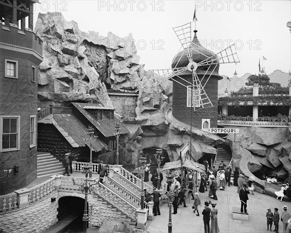 The Old Mill, Luna Park, Coney Island, New York, USA, Detroit Publishing Company, 1905