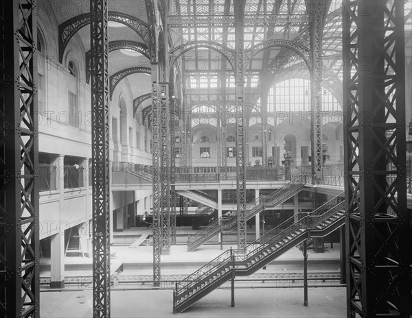 Track Level and Concourses, Pennsylvania Station, New York City, New York, USA, Detroit Publishing Company, 1910