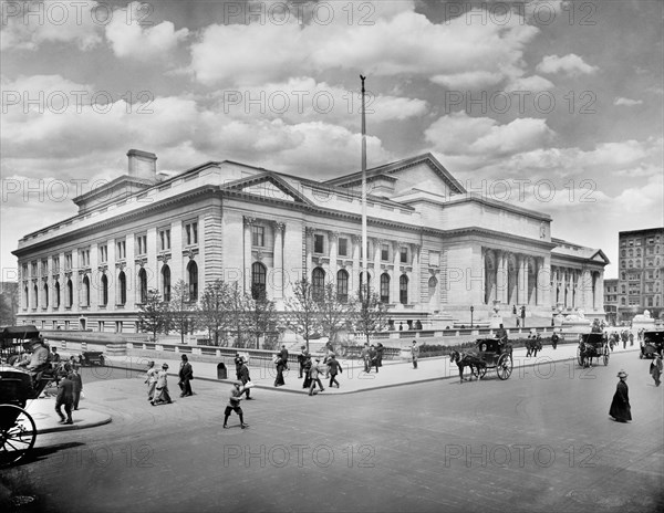New York Public Library, Main Branch, Fifth Avenue and 40th Street, New York City, New York, USA, Detroit Publishing Company, early 1910's