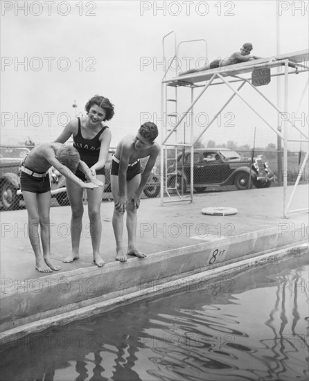 Female Lifeguard Teaching Boy to Swim, Harris & Ewing, 1936