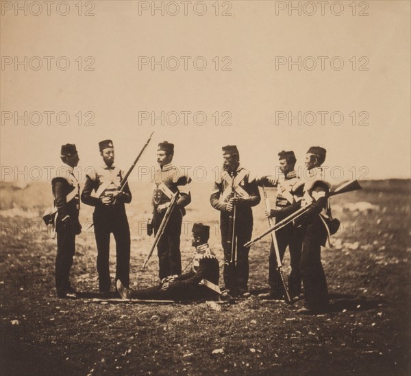 Group of British Soldiers, 68th Regiment of Foot, British Army, Crimean War, Crimea, Ukraine, by Roger Fenton, 1855