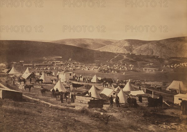 Camp of the British 5th Dragoon Guards, looking Towards Kadikoi, Crimean War, Crimea, Ukraine, by Roger Fenton, 1855