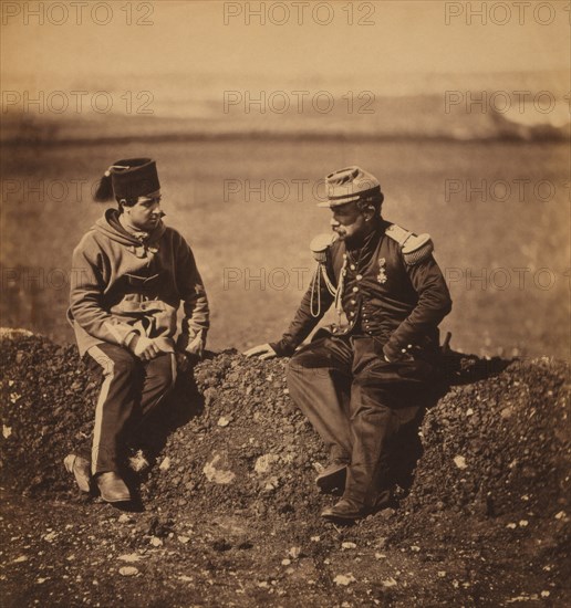 French General Cissé, Chief-of-Staff to General Pierre Bosquet, & Aide-de-Camp, Portrait during Crimean War, Crimea, Ukraine, by Roger Fenton, 1855