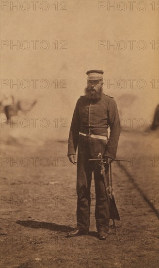 Major Philip Gosset Pipon, Royal Artillery, Full-length Standing Portrait, Crimean War, Crimea, Ukraine, by Roger Fenton, 1855