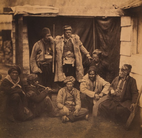 Group of Croat Laborers, Portrait, Crimean War, Crimea, Ukraine, by Roger Fenton, 1855