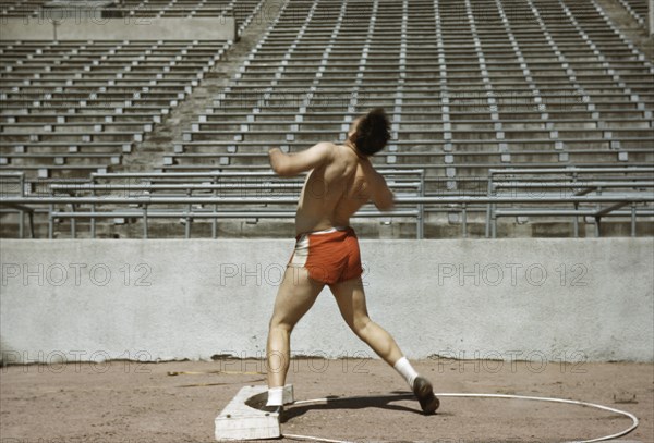 Shot Putter, University of Nebraska, Lincoln, Nebraska, USA, John Vachon for Farm Security Administration - Office of War Information, 1942