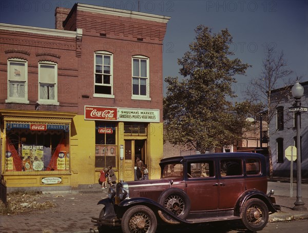 Shulman's Market, Southeast Corner of N Street and Union Street SW, Washington DC, USA, early 1940's, Louise Rosska for Farm Security Administration - Office of War Information