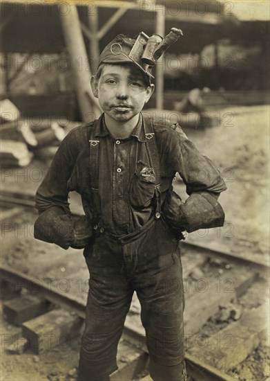 Tipple Boy, Turkey Knob Mine, Three-Quarter Length Portrait, MacDonald, West Virginia, USA, Lewis Hine for National Child Labor Committee, August 1908