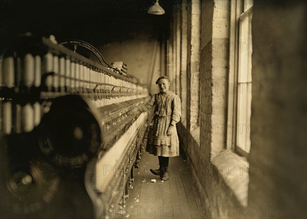 Young Spinner, Full-Length Portrait, Daniels Manufacturing Company, Lincolnton, North Carolina, USA, Lewis Hine for National Child Labor Committee, November 1908