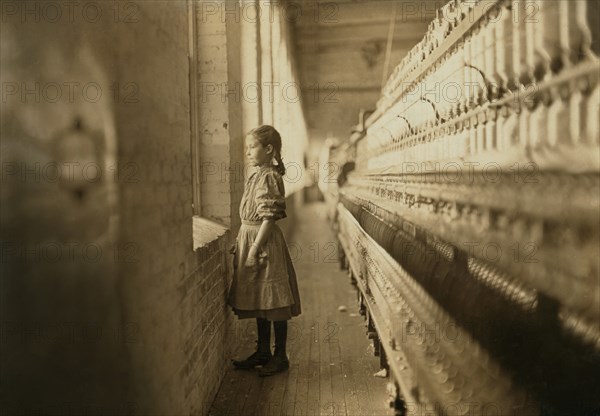 Young Spinner Looking out Window, Rhodes Manufacturing Company, Lincolnton, North Carolina, USA, Lewis Hine for National Child Labor Committee, November 1908