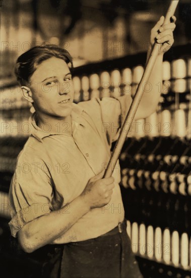 Young Male Worker in Favorable Working Conditions, Half-Length Portrait, Cheney Silk Mills, Lewis Hine for National Child Labor Committee, 1924