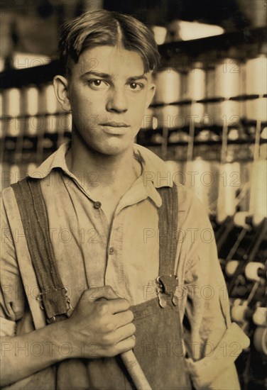 Young Male Worker in Favorable Working Conditions, Half-Length Portrait, Cheney Silk Mills, Lewis Hine for National Child Labor Committee, 1924