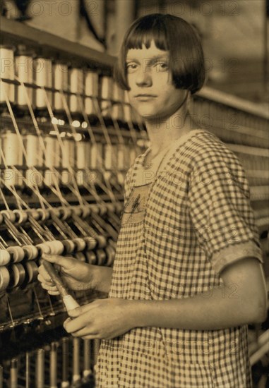 Young Female Worker in Favorable Working Conditions, Half-Length Portrait, Cheney Silk Mills, Lewis Hine for National Child Labor Committee, 1924