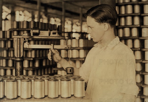 Young Male Worker in Favorable Working Conditions, Half-Length Portrait, Cheney Silk Mills, Lewis Hine for National Child Labor Committee, 1924