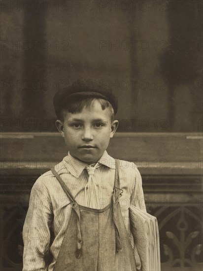 Newsie, 9 years, Half-Length Portrait, St. Louis, Missouri, USA, Lewis Hine for National Child Labor Committee, May 1910