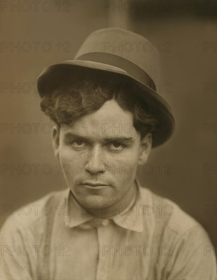 Teenage Newsboy, Head and Shoulders Portrait, St. Louis, Missouri, USA, Lewis Hine for National Child Labor Committee, May 1910