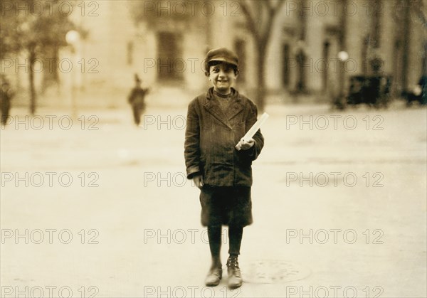 Young Gum Vendor, Full-Length Portrait, Washington DC, USA, Lewis Hine for National Child Labor Committee, April 1912